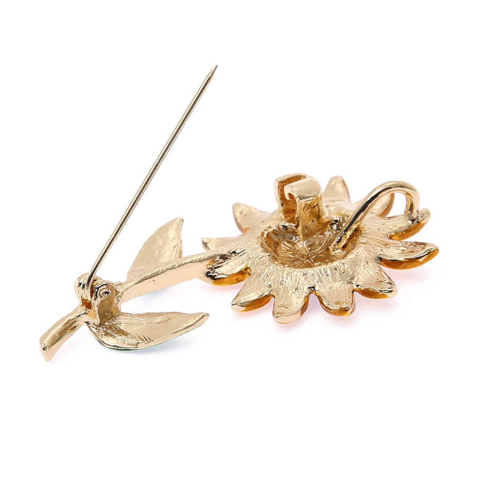 YOOE Yellow Flower Rhinestone Sunflower Brooch. Enamel Crystal Plant Brooch Pin, Charm Sun Flower Coat Brooch for Women (Style A)