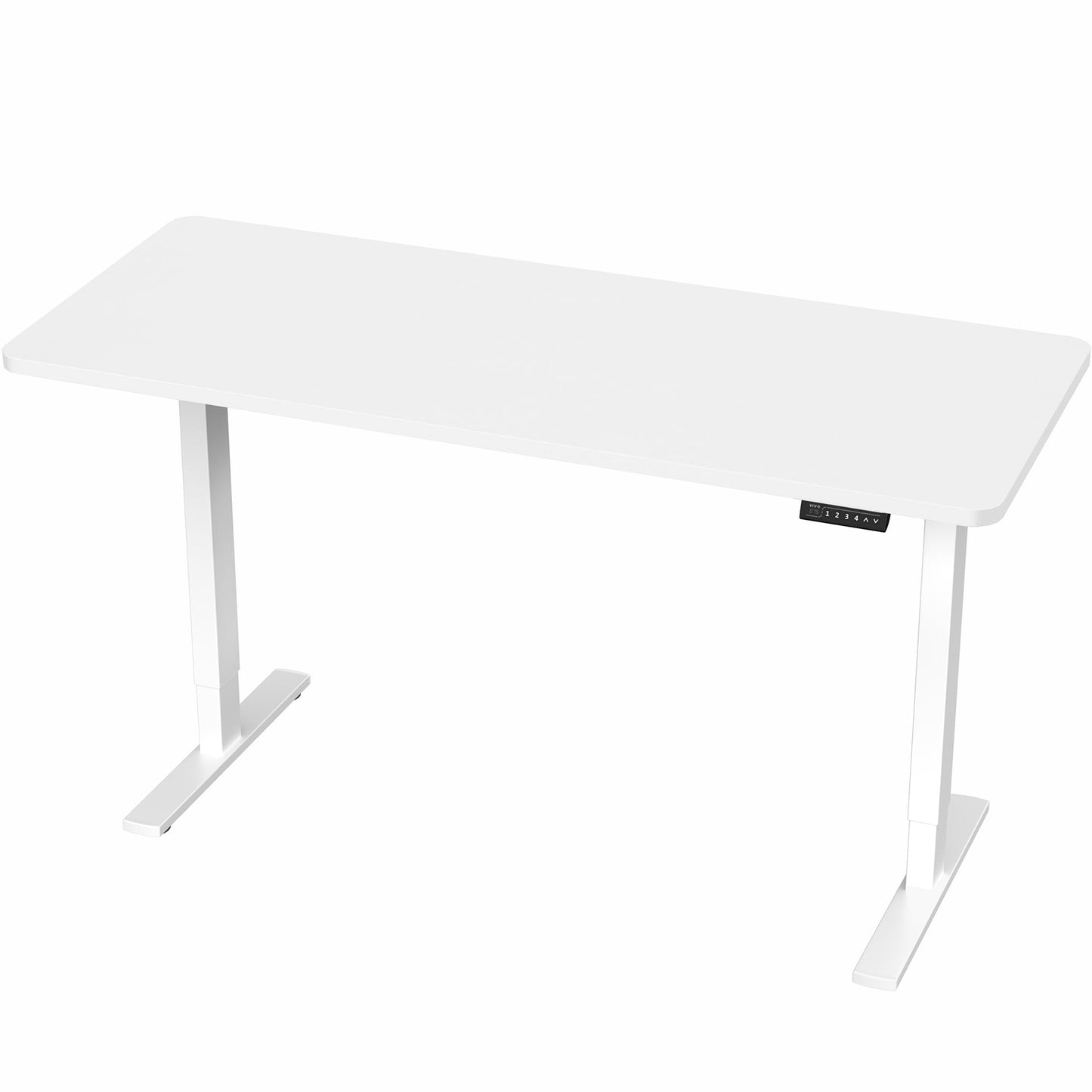 VIVO Electric 60 x 24 in Standing Desk, Memory Height Adjustment, 1B Series, Holds 220 lbs, One-Piece White Top, White Frame, DESK-KIT-1W6W