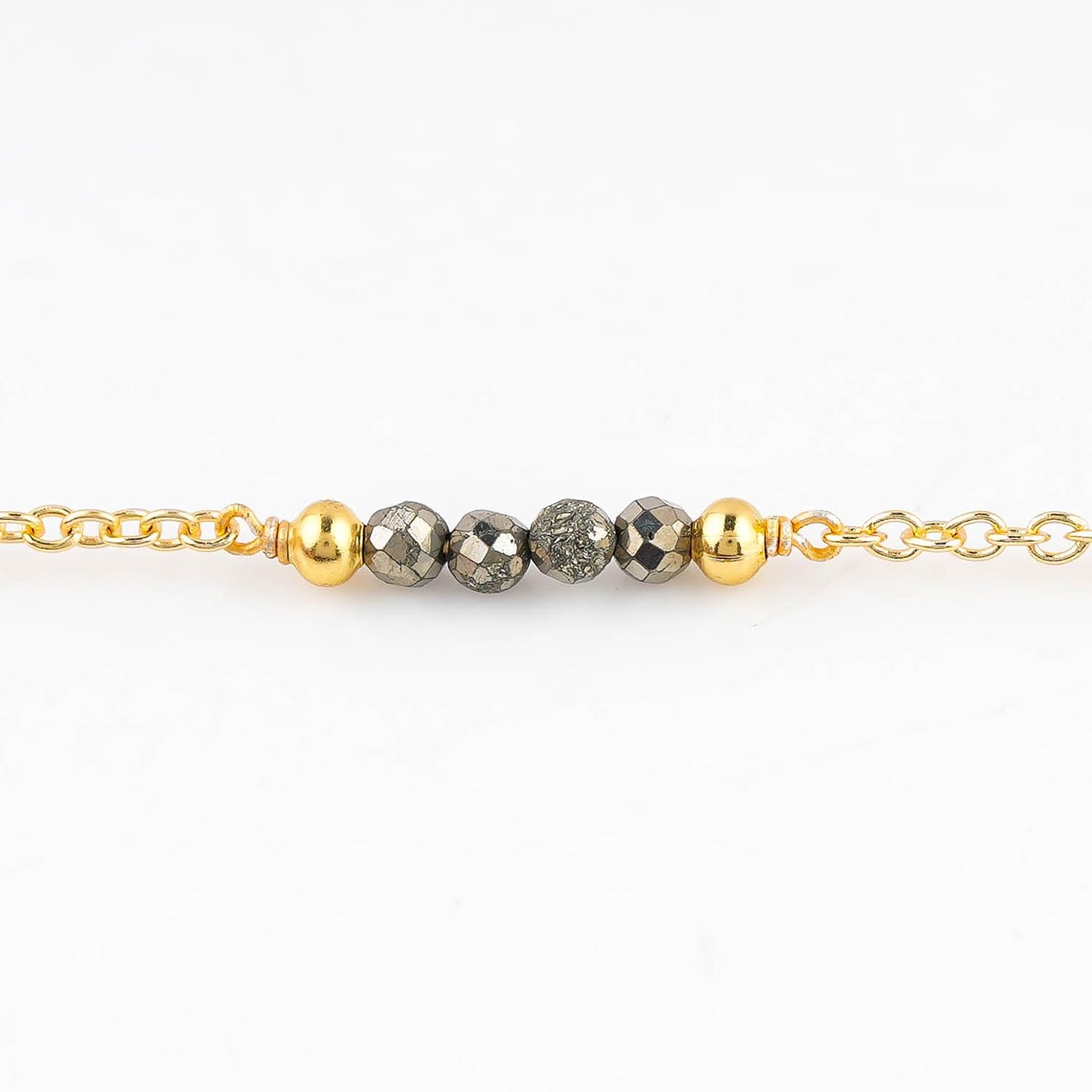 CRYSTALINES Natural Golden Pyrite Gemstone Beads, Handmade Station Dangle Star Charms Anklet, 14K Gold Plated, Adjustable Fashion Boho Jewelry for Women, Healing Crystals, Christmas Gift