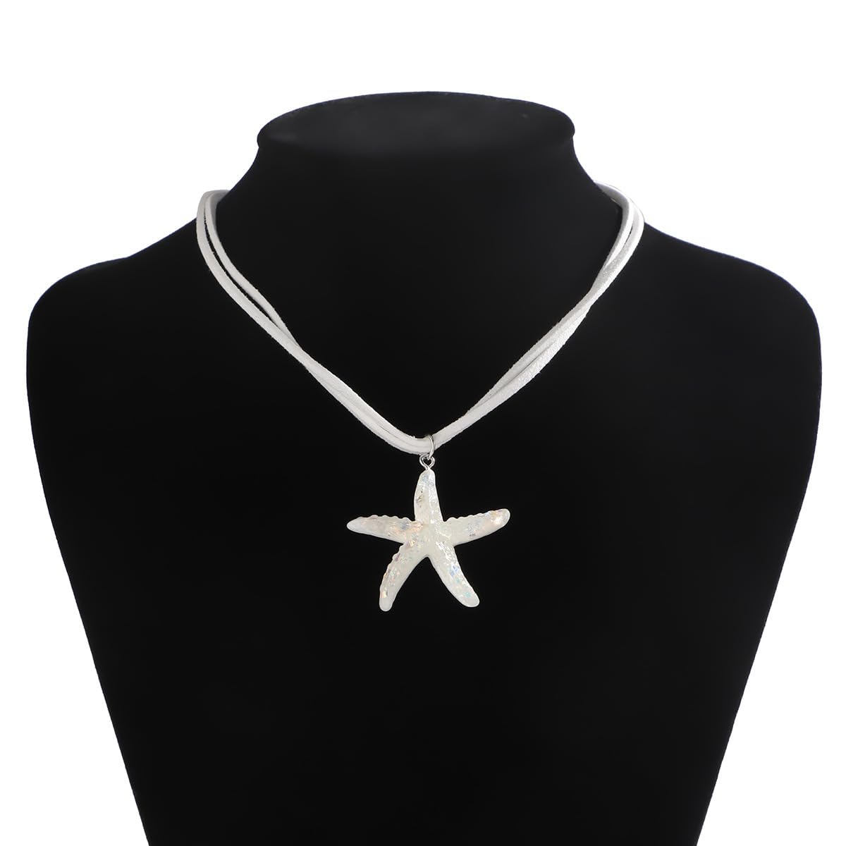 Layered Starfish Necklace Beach Jewelry for Women Seashell Cowrie Puka Shell Necklaces for Women Beach Necklace Turtle Beaded Choker Necklaces Ocean Jewelry (3 - White)