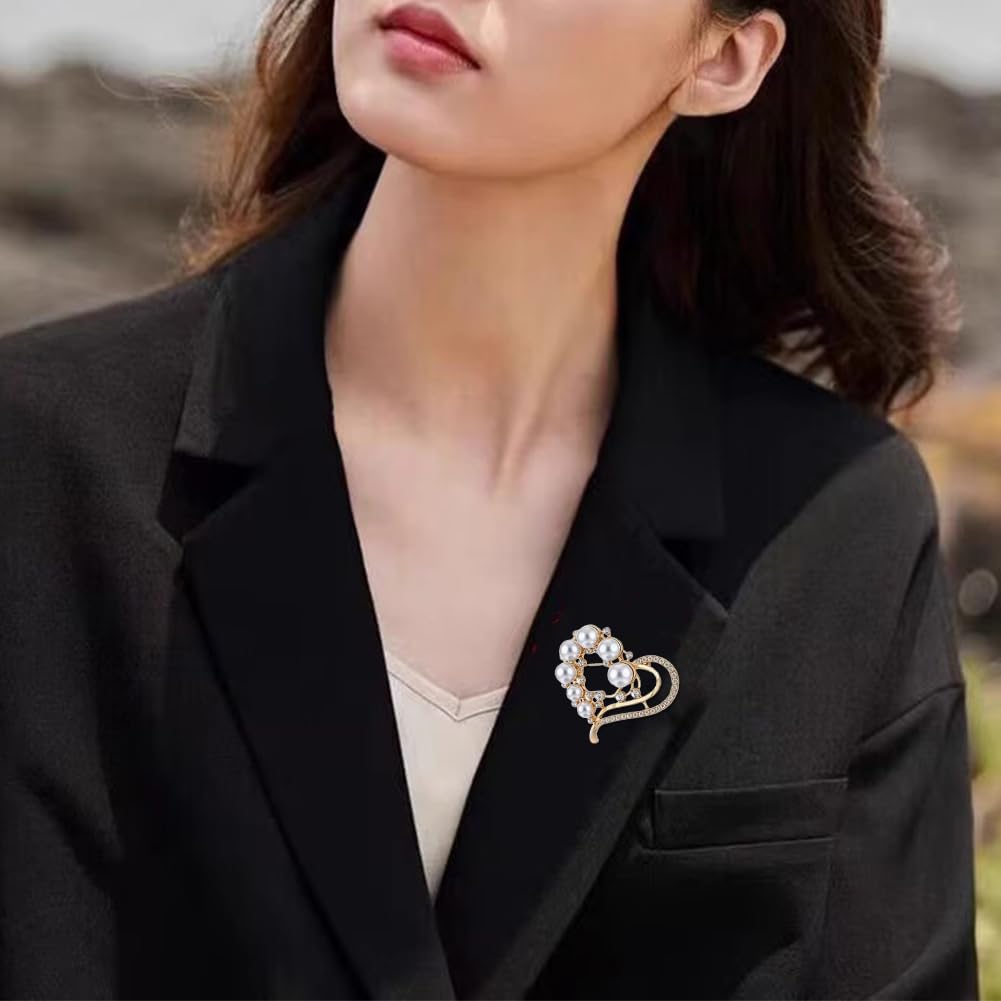 JKQBUX Chic Pearl Crystal Brooch Pins for Women Girls Fashion Shawl Pin Corsage Brooch Party Ceremony Accessories Dance Banquet Pins