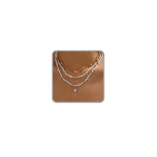 Seashell Necklace Beach Jewelry for Women Starfish Fish Necklace Boho Pearl Choker Sea Shell Necklaces for Women Beach Necklaces Summer Vacation Jewelry (Style5)