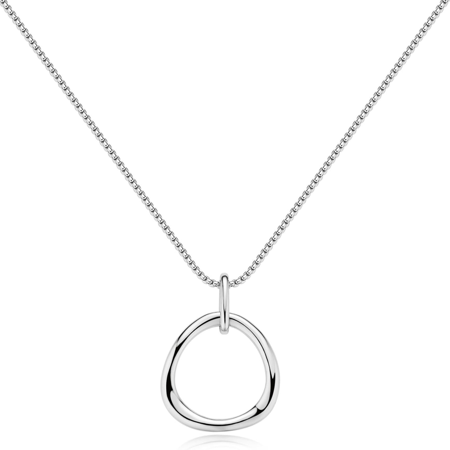 COBI Circle Necklace for Women, 18K Gold/Rhodium Plated Long Necklace, Sliver Statement Necklace Simple Everyday Jewelry, Fashion Trendy Birthday Gifts