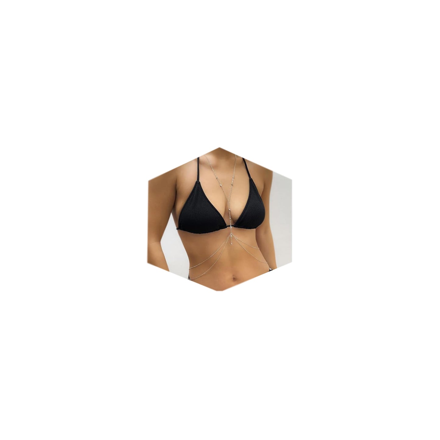 MODRSA Silver Body Chain Jewelry for Women - Sexy Rhinestone Body Chain Bra Lingerie Bikini Necklace, MO2404STLB02