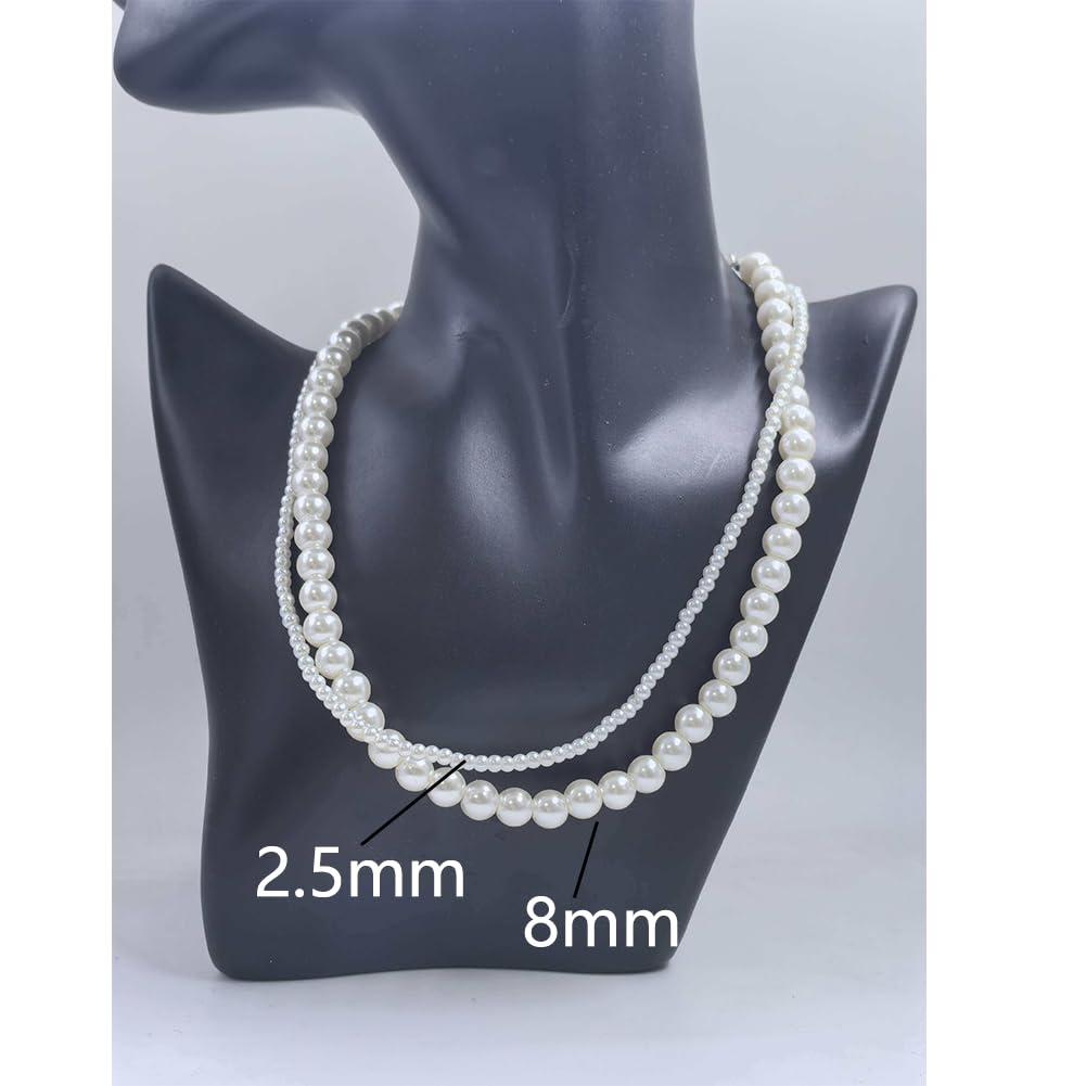Imitation Pearl Necklace for Women Round Bead Beaded Pearl Choker Necklace Bead Pearls Necklaces Trendy Jewelry Gift 2.5 3 4 5 6 7 8 10 12 MM (2.5 mm)