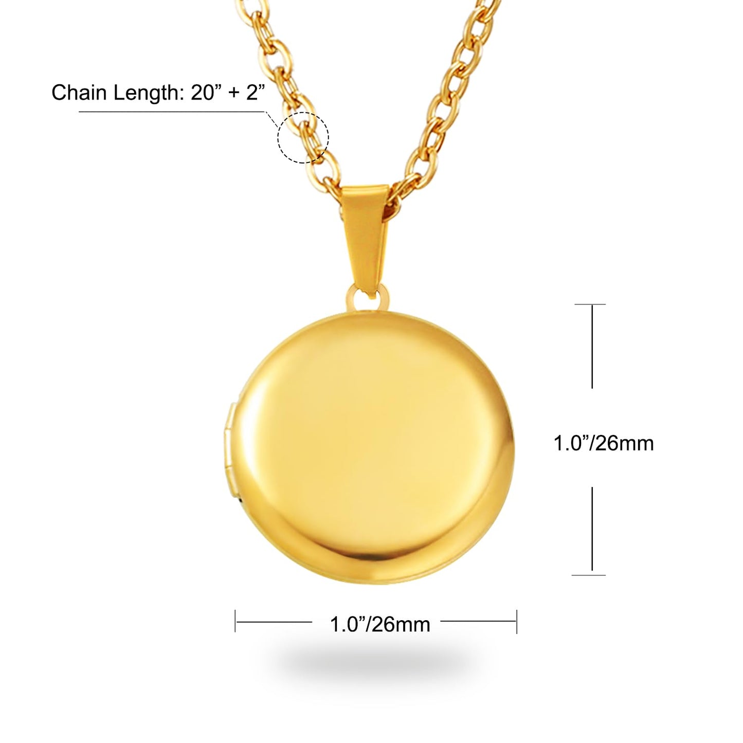 PHOCKSIN Gold Round Lockets Necklace for Girlfriend Locket Necklaces that Holds 2 Pictures Memorial Lockets for Women