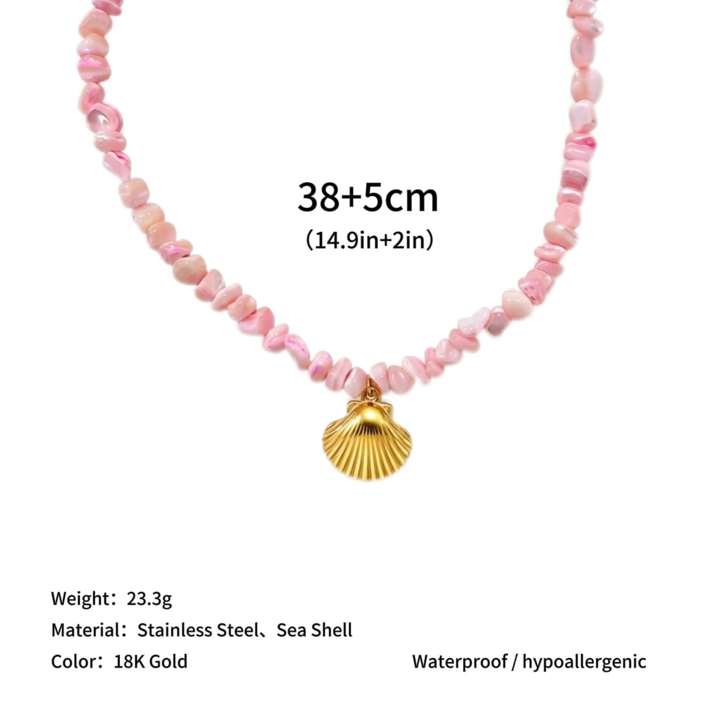 Zxcog Boho Shell Necklace for Women Gold Starfish Seashell Beaded Pendant Necklace Unique Pink Blue White Shell Necklaces Summer Trendy Beach Jewelry Gift (pink)