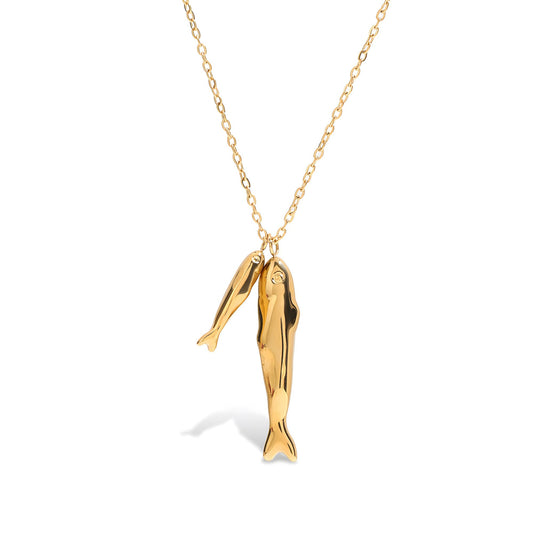 Lnmoieu Gold Fish Necklace for Women Beach Charm Pendant Ocean Jewelry