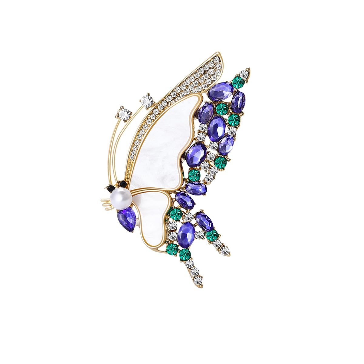 Butterfly Brooch for Women White Shell Purple Zirconia Butterfly Pin Animal Insect Brooch Birthday Holiday Gift for Girlfriend Mother Wife