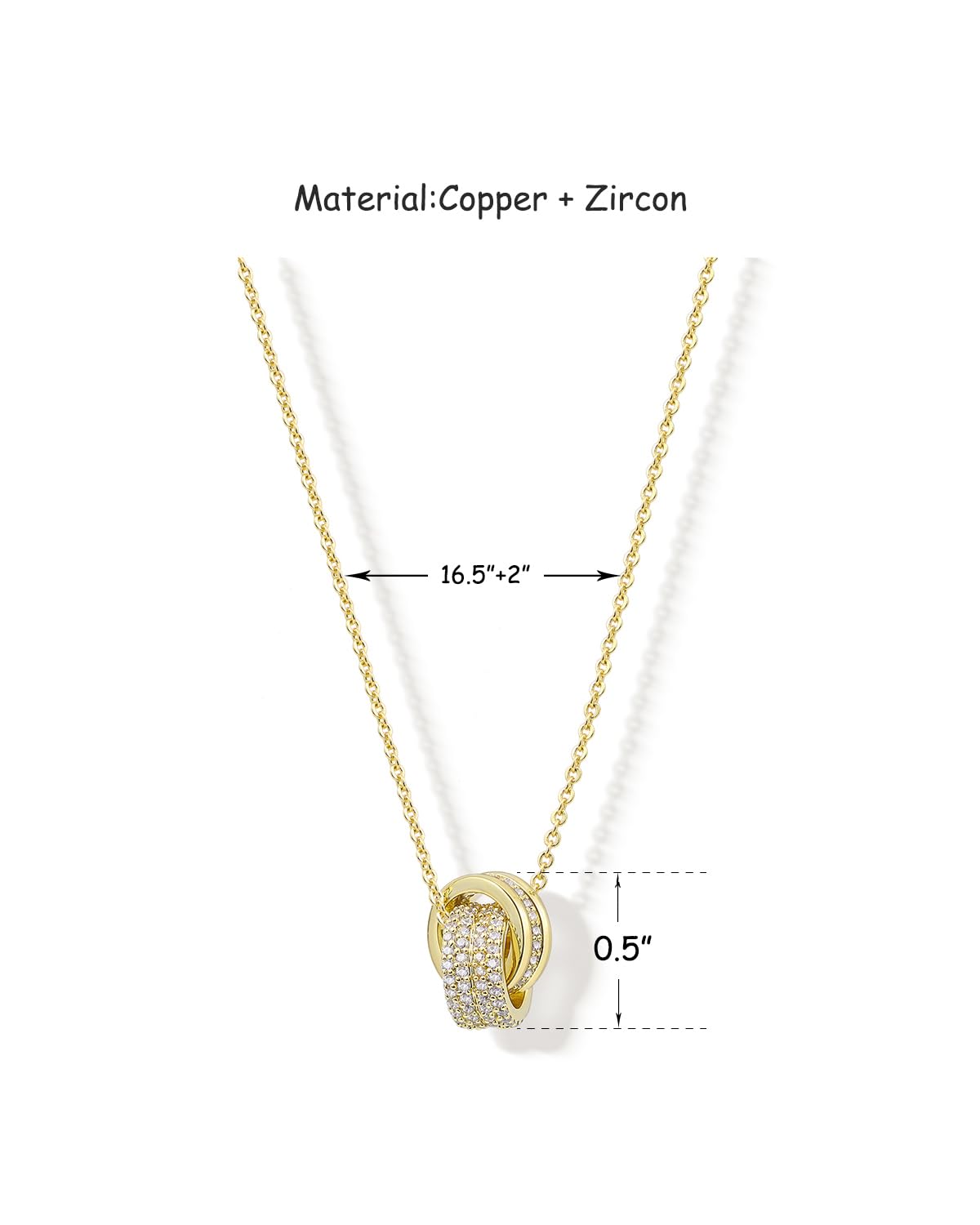 JA.S.JR 14K Gold Plated CZ Minimalist Dainty Pendant Necklace | Gold Necklace for Women | Daily Wear Gold Jewelry