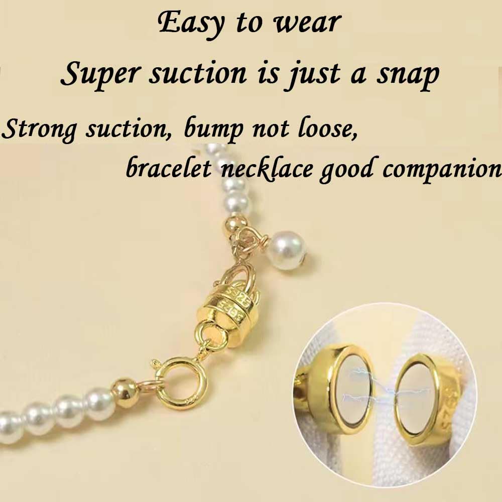 925 Silver Magnetic Necklace Clasps, Magnetic Necklace Clasps and Closures for Bracelet Necklace Extender (2pcs Silver)