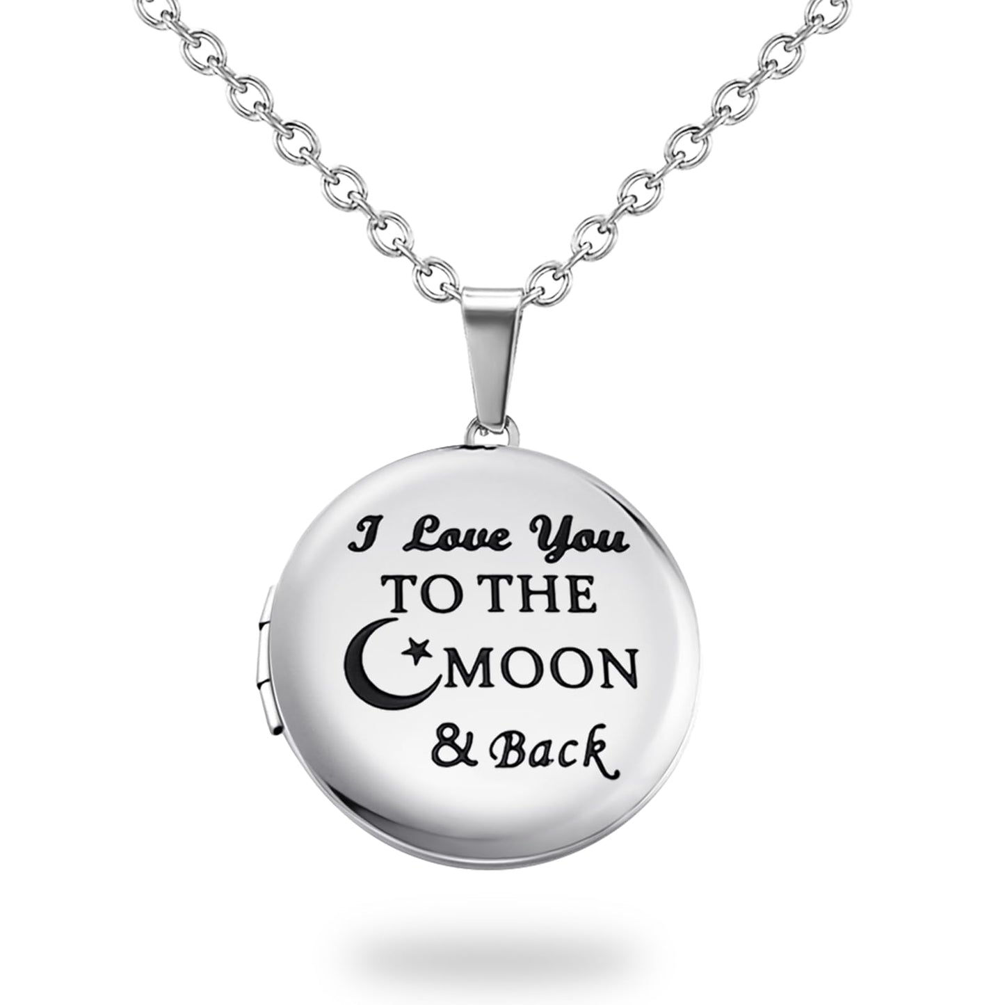 PHOCKSIN Locket Necklace for Women that Holds Pictures| Round Photo Locket for Girlfriend I Love you to the Moon and Back Nice Gifts for Mom
