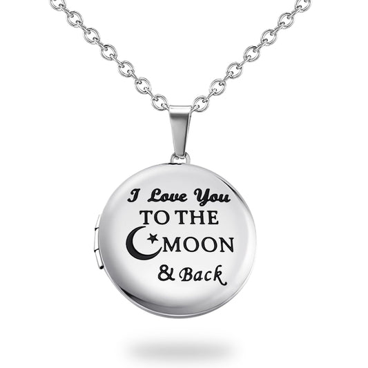 PHOCKSIN Locket Necklace for Women that Holds Pictures| Round Photo Locket for Girlfriend I Love you to the Moon and Back Nice Gifts for Mom