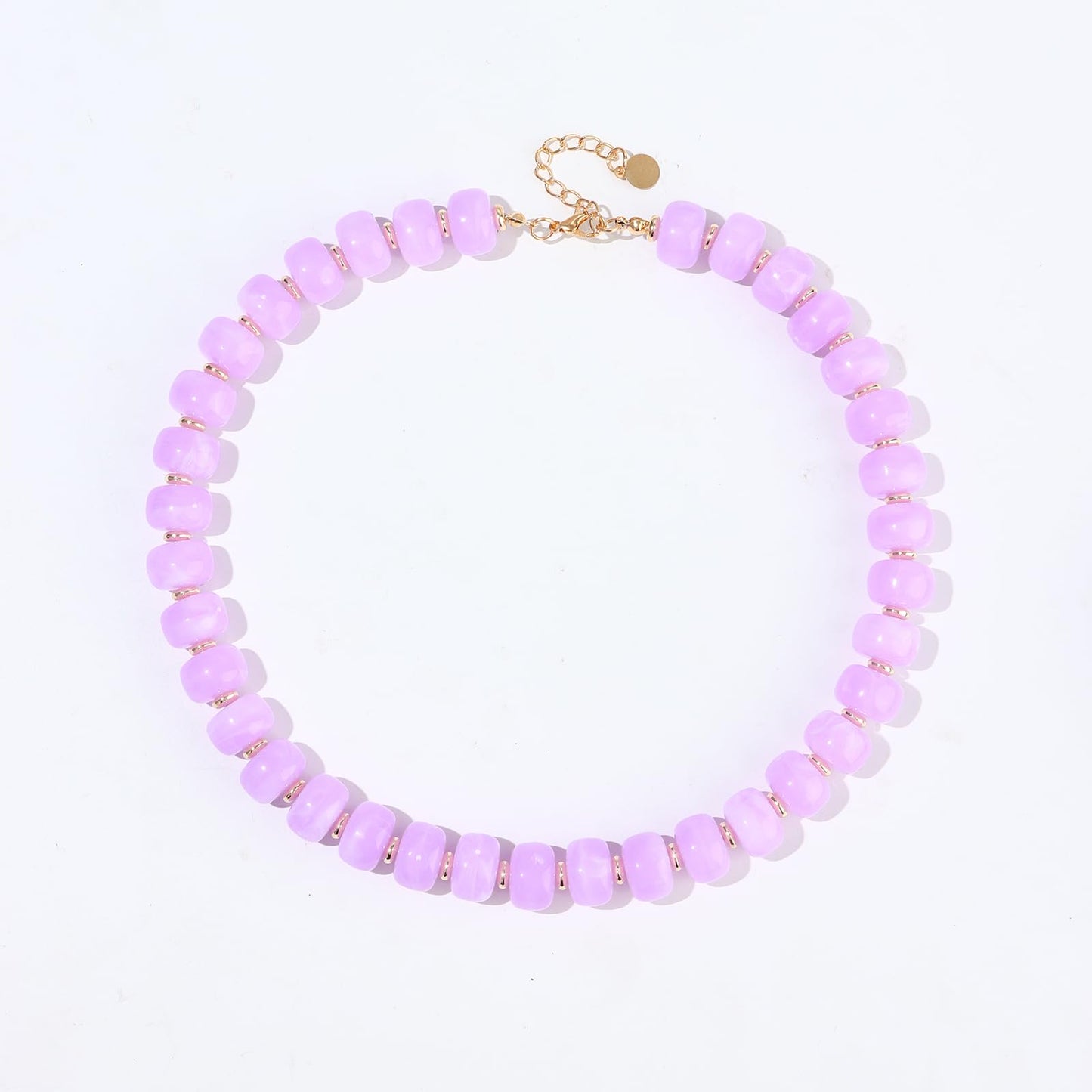 joymiao Chunky Beaded Necklaces for Women Colorful Gemstone Stone Necklaces Large Bead Necklace Purple Resin Beads Summer Beach Jewelry