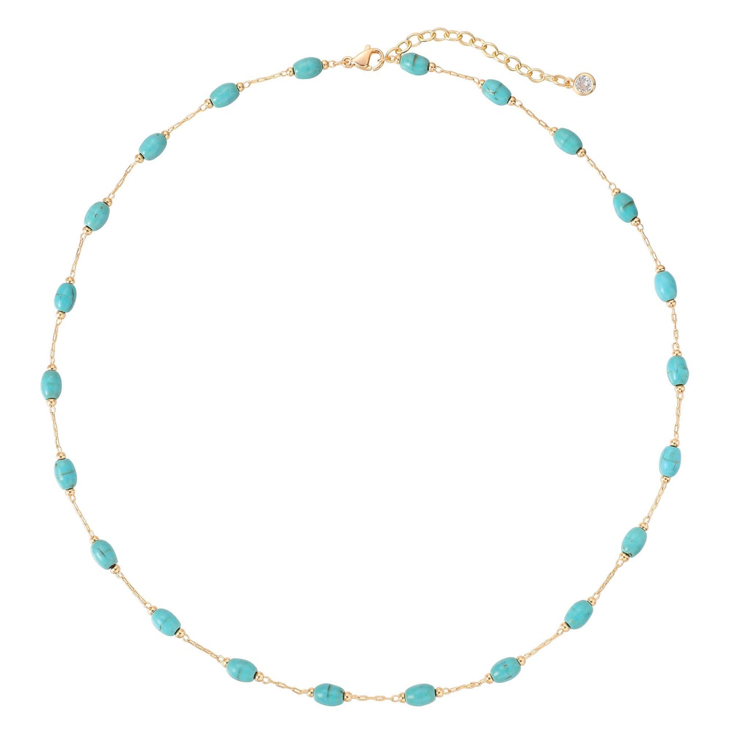 LOLAR RAY Turquoise Jewelry for Women - 14K Gold Plated Oval Choker Boho Necklaces for Women Summer Beach Boho Choker Bead Gift