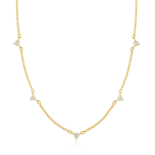 CUEZIY Dainty 14K Gold Plated Necklaces for Women Station Choker Necklace Cubic Zirconia Simulated Necklace Simple Cute Layering CZ Necklace Trendy Jewelry Gifts