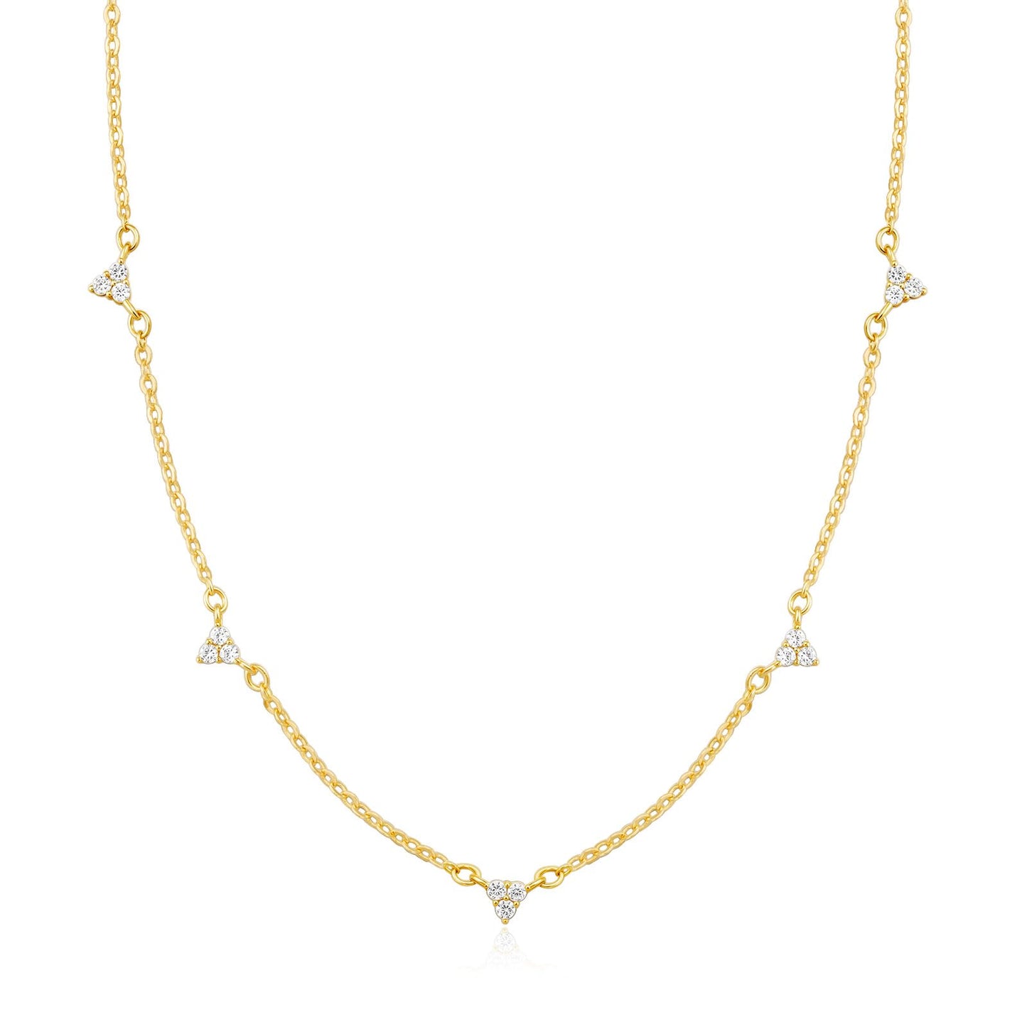 CUEZIY Dainty 14K Gold Plated Necklaces for Women Station Choker Necklace Cubic Zirconia Simulated Necklace Simple Cute Layering CZ Necklace Trendy Jewelry Gifts