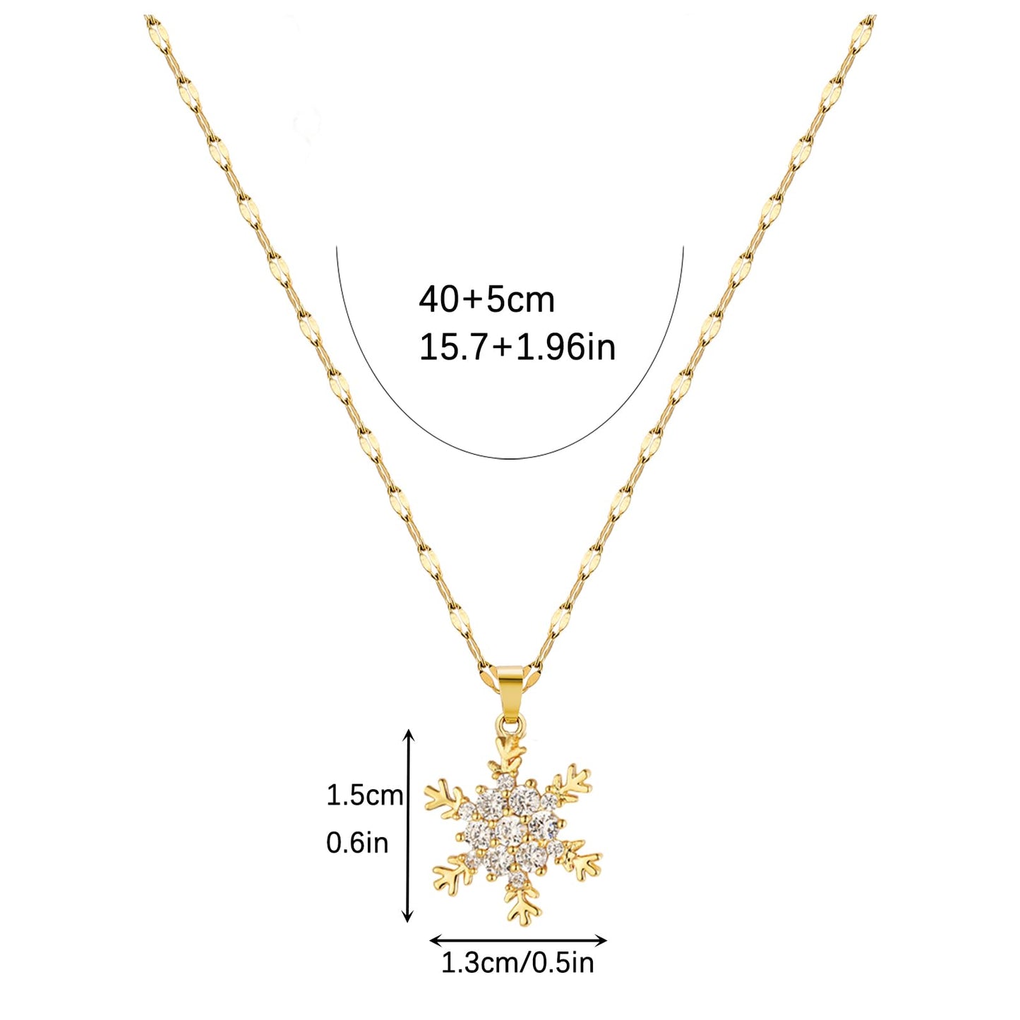 KONPJE Sunflower Fidget Necklace for Women Gold Moon Necklace Rotating Heart Necklaces Spinning Crystal Sunflower Anxiety Necklaces Crescent Moons Jewelry Accessories (Snowflake)