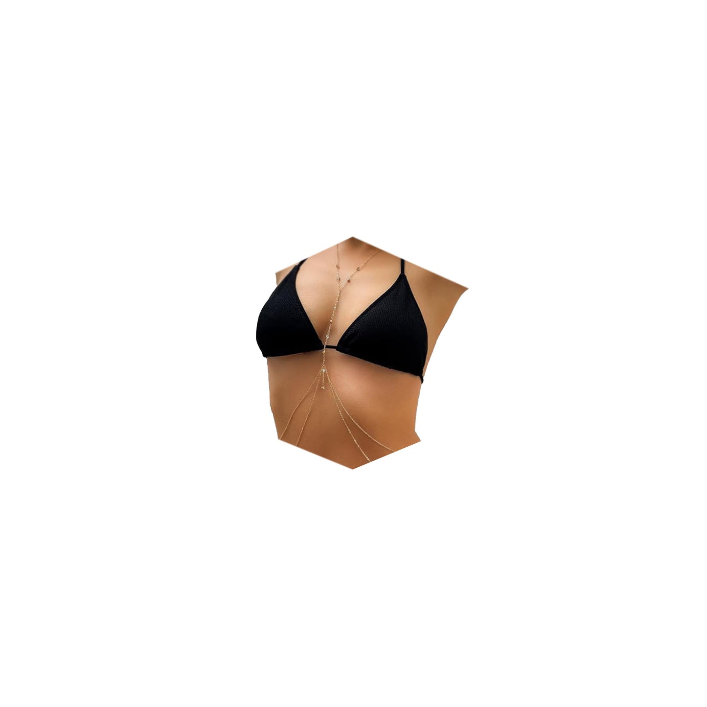 MODRSA Gold Body Chain Jewelry for Women - Sexy Rhinestone Body Chain Bra Lingerie Bikini Necklace