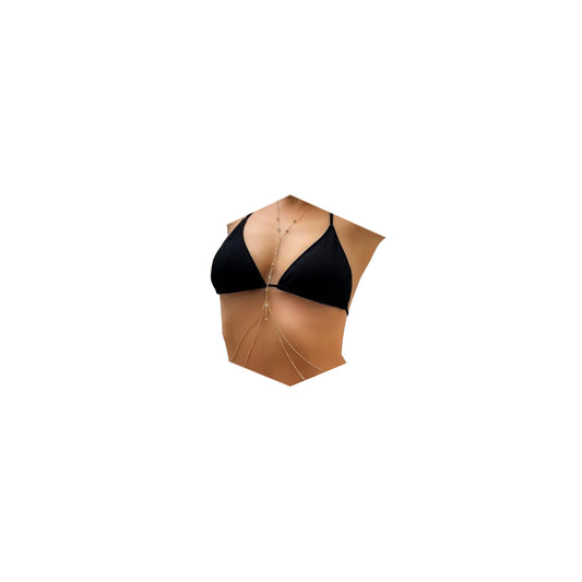 MODRSA Gold Body Chain Jewelry for Women - Sexy Rhinestone Body Chain Bra Lingerie Bikini Necklace