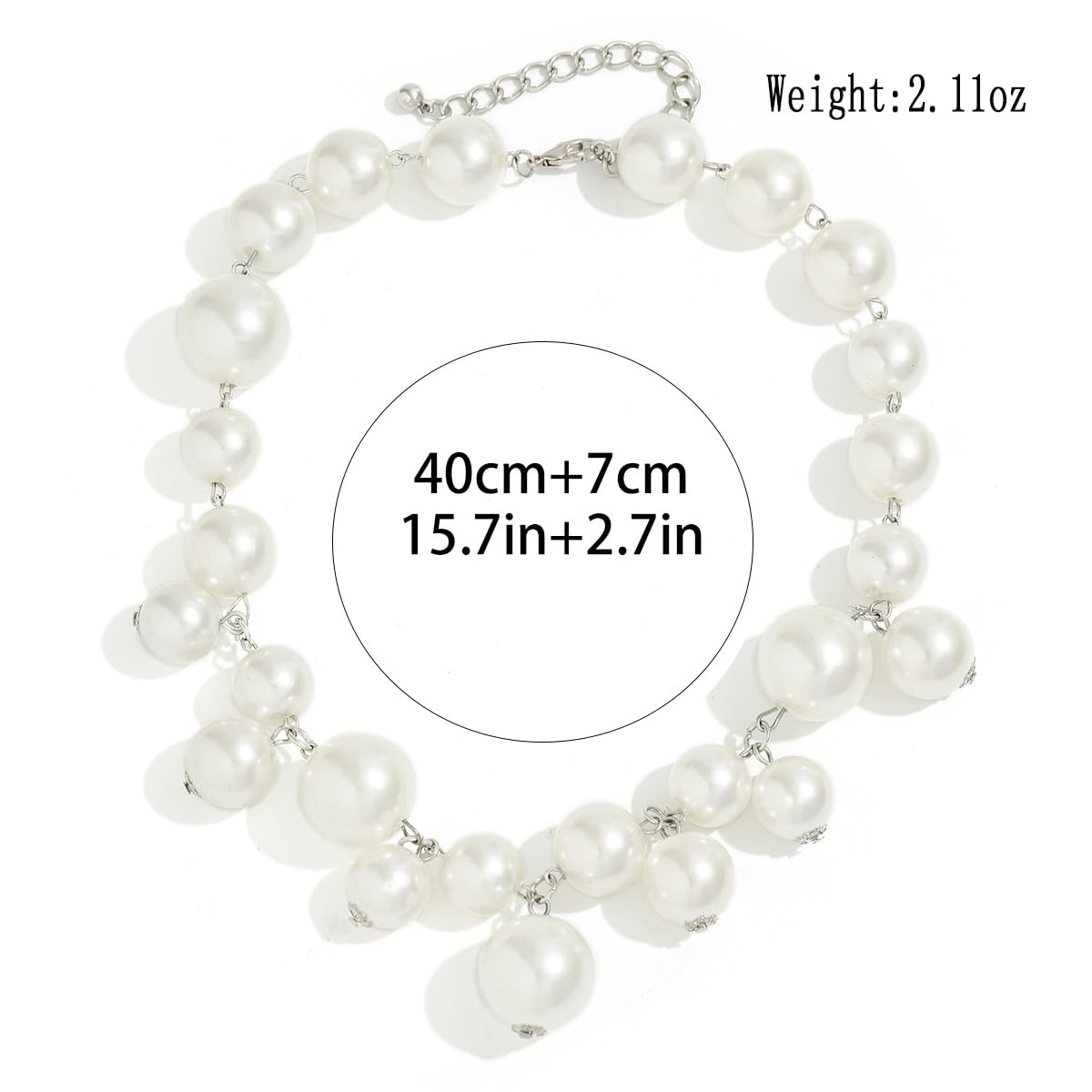 Large Pearl Necklace for Women,Dainty Gold Big Pearl Choker Necklace for Prom Wedding Bridal Bridesmaid Jewelry Gifts (Chunky Pearls)