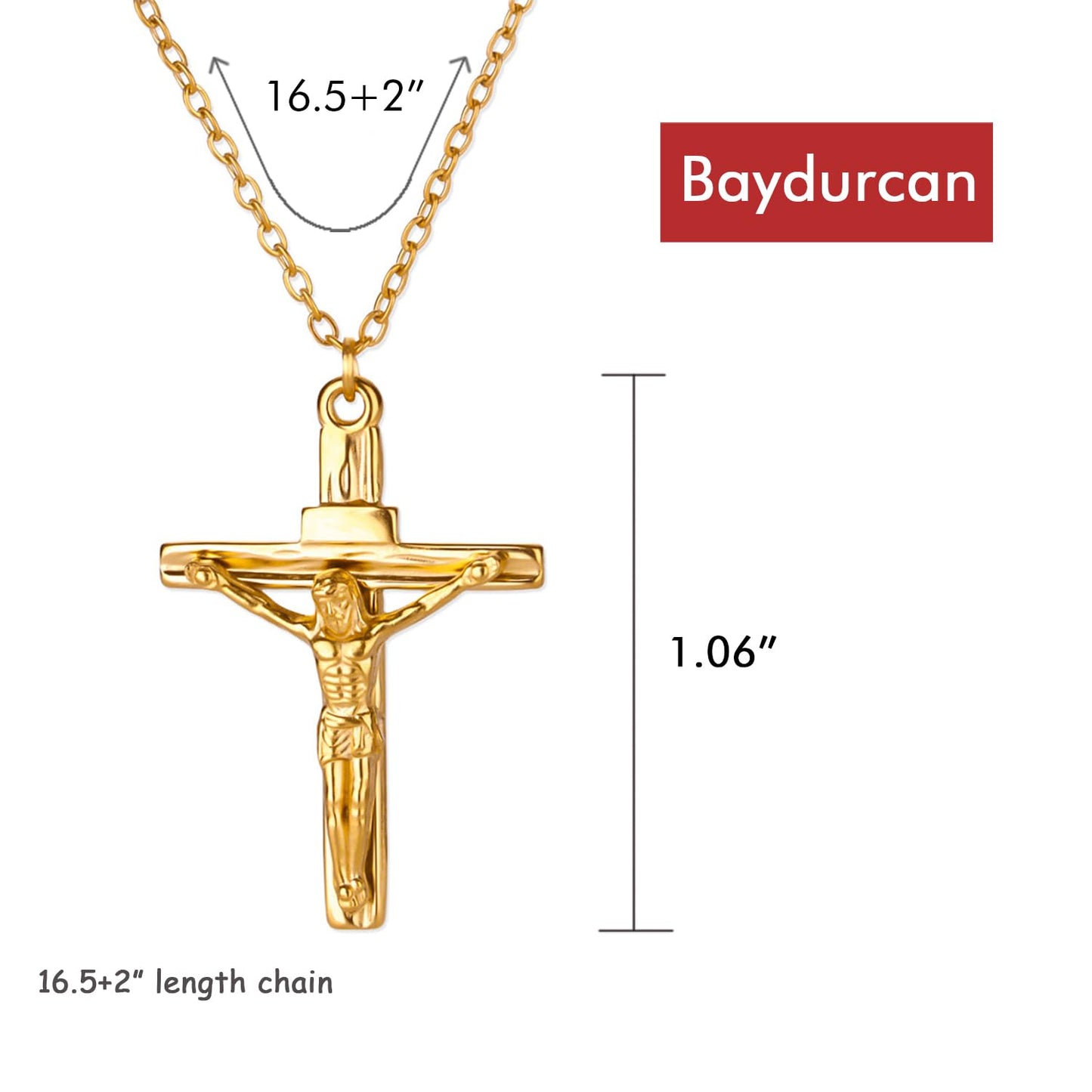 Baydurcan Gold Cross Necklaces for Women Crucifix Necklace Christian Gifts for Her Friends Female Jesus Necklace Christian Women Gifts (Cross)