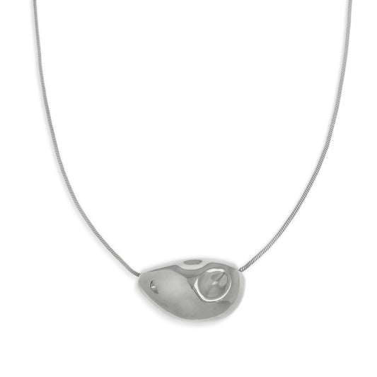 Frigotine Chunky Silvery Teardrop Pendant Necklace for Women，Trendy Statement Charm Thick Adjustable Hammered Hollow Long Chain Nacklaces Fall Winter Prom Jewelry Gift.