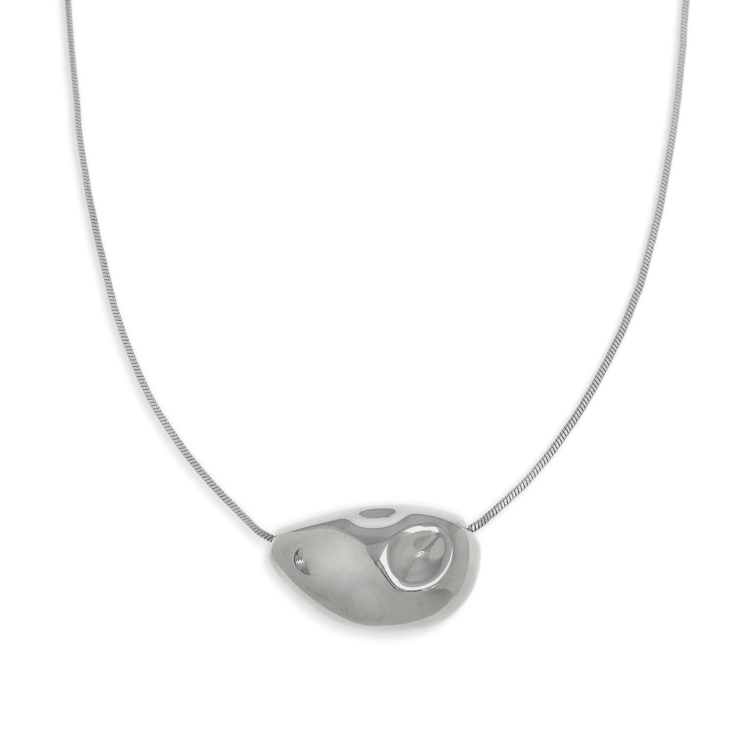 Frigotine Chunky Silvery Teardrop Pendant Necklace for Women, Trendy Statement Thick Adjustable Hammered Hollow Long Chain Necklaces Fall Winter Prom Jewelry Gift