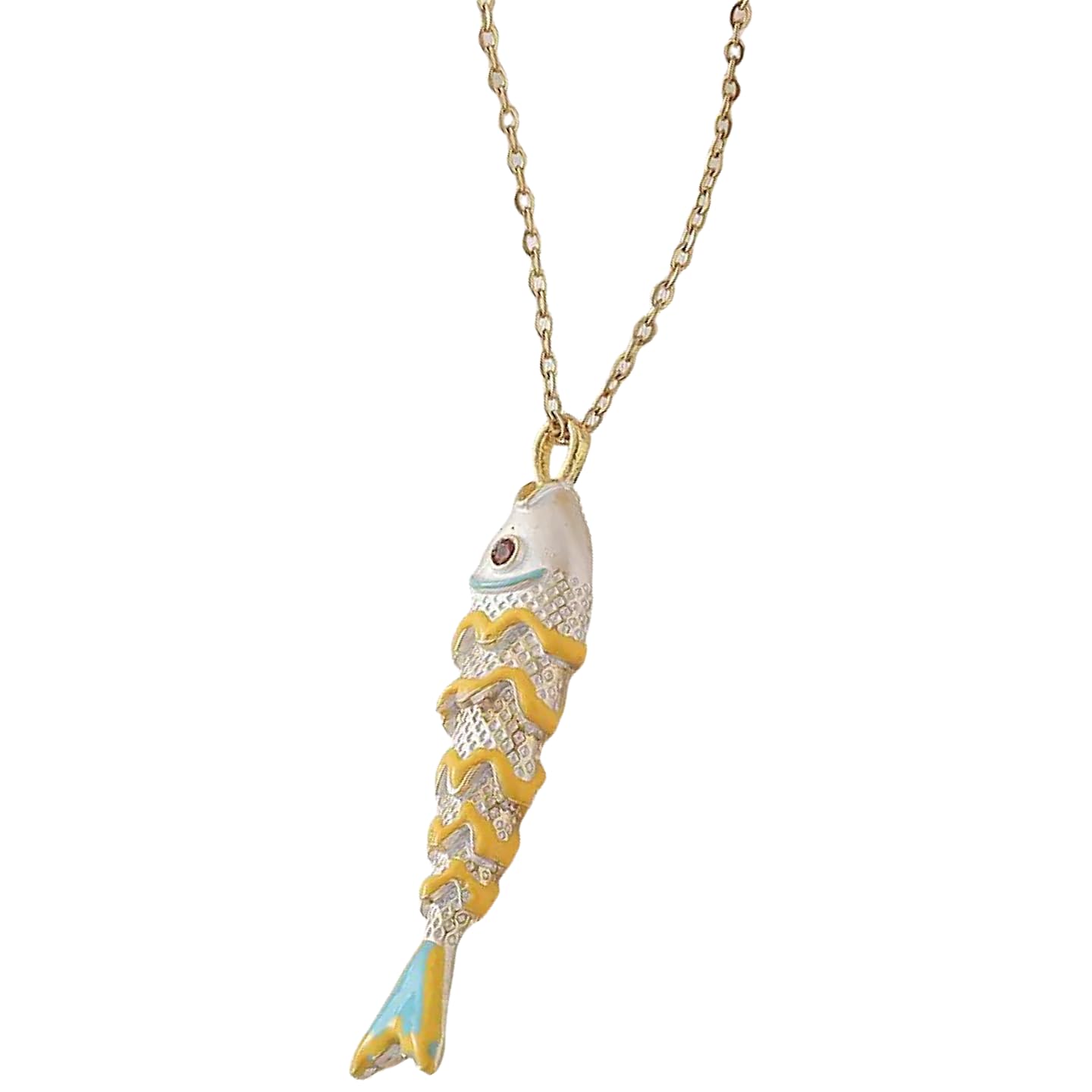 WSTWYC Color Fish Necklace for Women，Dainty Lucky Fish Pendant Necklaces Summer Ocean Minimalist Jewelry gift (white)