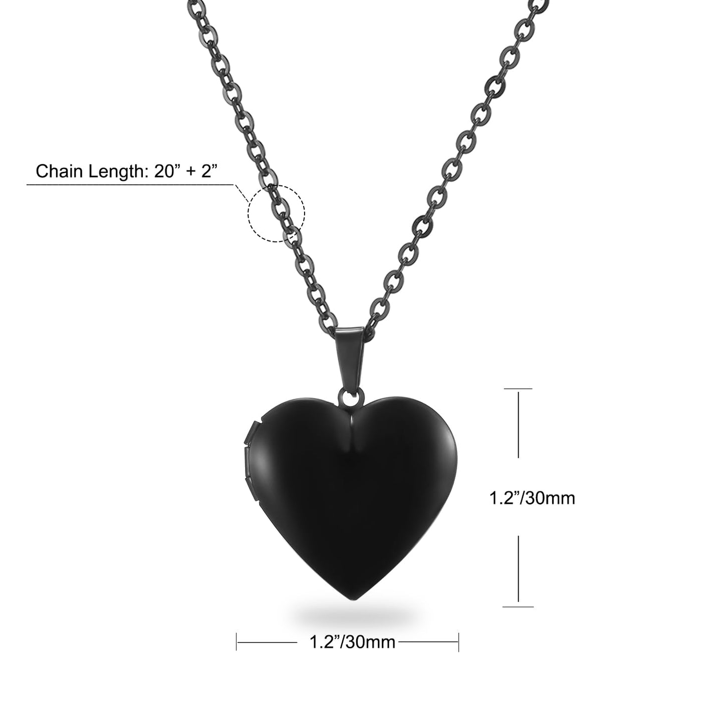 PHOCKSIN Black Heart Lockets Necklace for Girlfriend Locket Necklaces that Holds 2 Pictures Memorial Lockets for Women