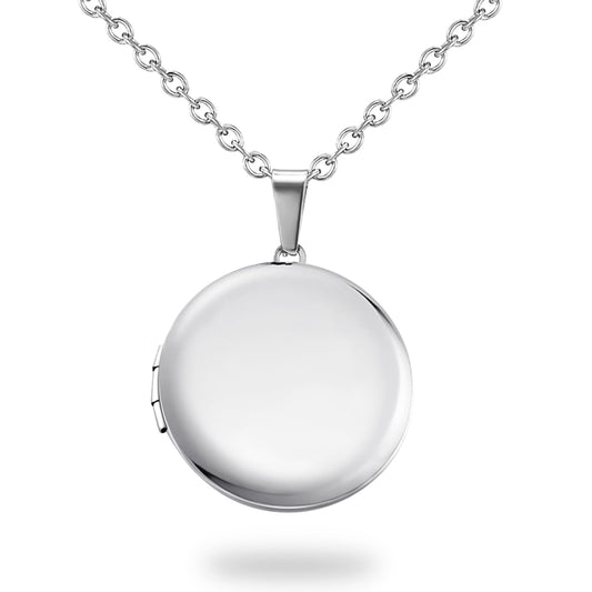 PHOCKSIN Round Locket Necklace for Women with Picture Silver Circle Photo Necklace For Girlfriend Mothers Day Gifts for Women