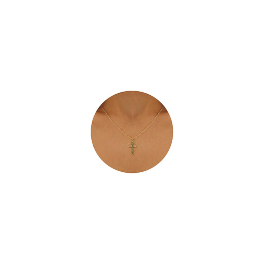 BSGRL Gold Necklace for Women- 14K Gold Plated Dainty Cross Necklace Polished 16.5"+2"