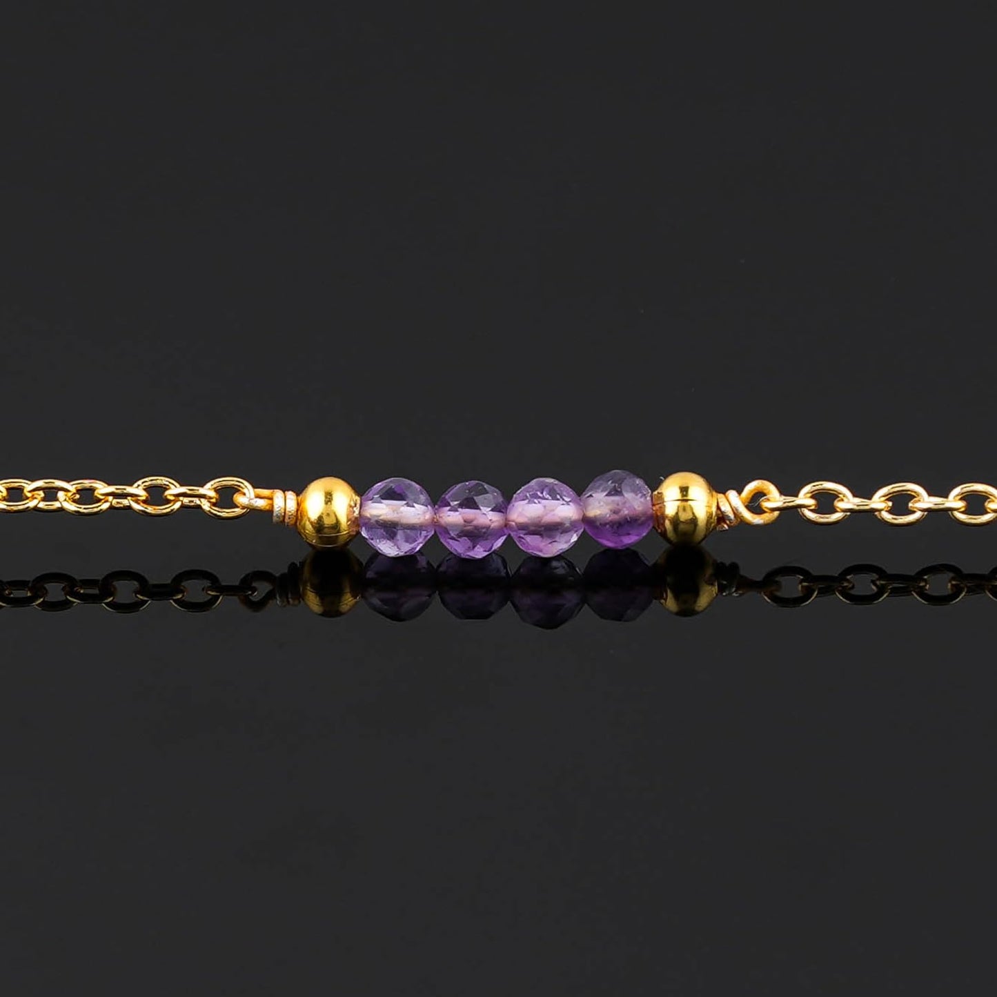 CRYSTALINES Natural Amethyst Gemstone Beads, Handmade Station Dangle Star Charms Anklet, 14K Gold Plated, Adjustable Fashion Boho Jewelry for Women, Healing Crystals, Christmas Gift