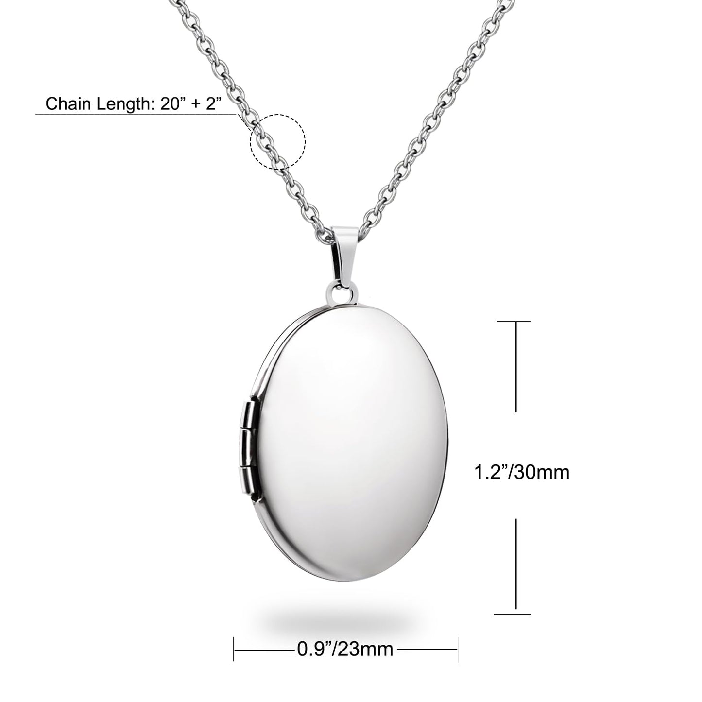 PHOCKSIN Silver Oval Locket Necklace For Women Locket Necklace that Hold Pictures For Girlfriend Best Gifts for Birthday Mothers Day
