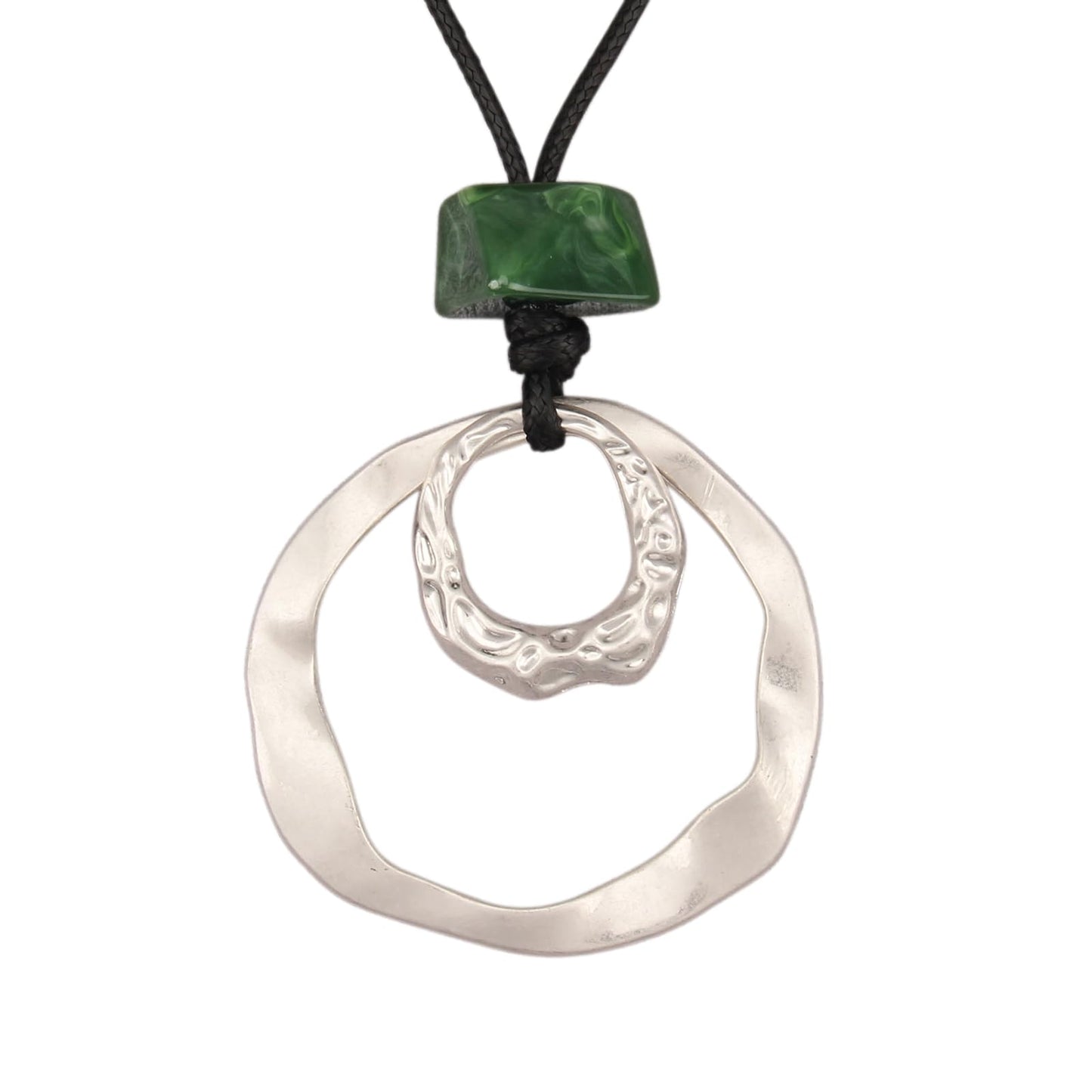 joymiao Vintage Necklace for Women Long Chunky Bohemian Necklace with Silver Ring Pendant Hippie Choker Ethnic Trendy Womens Necklaces