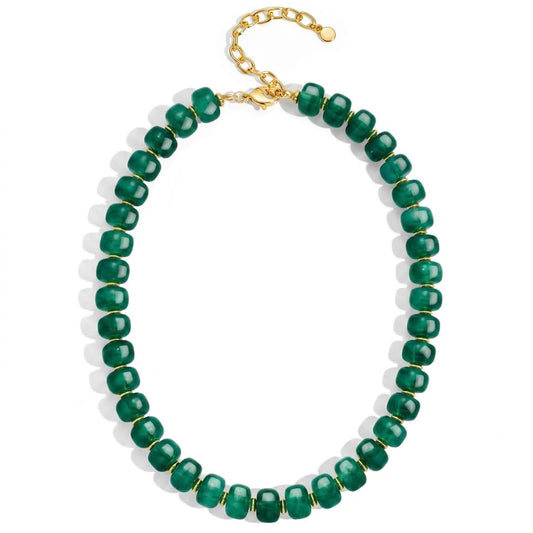 FAUTHENTICUTE Deep Green Beaded Choker Necklace for Women Chunky Statement Boho Western & Summer Beach Necklaces Trendy Everyday Green Beaded Choker Necklaces for Women