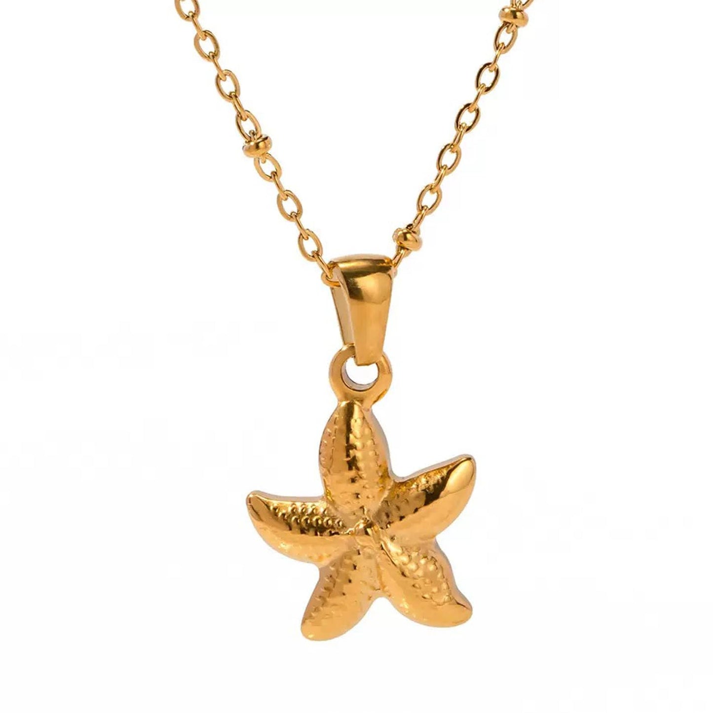 Snogisa Seashell Necklace for Women Adjustable seaside vacation necklace Summer Beach Necklace,Beach Vacation Essentials Halloween Costumes Ocean Jewelry Accessories for Women,Boho Hippie, Christmas Gift for Women (Little Starfish-golden)