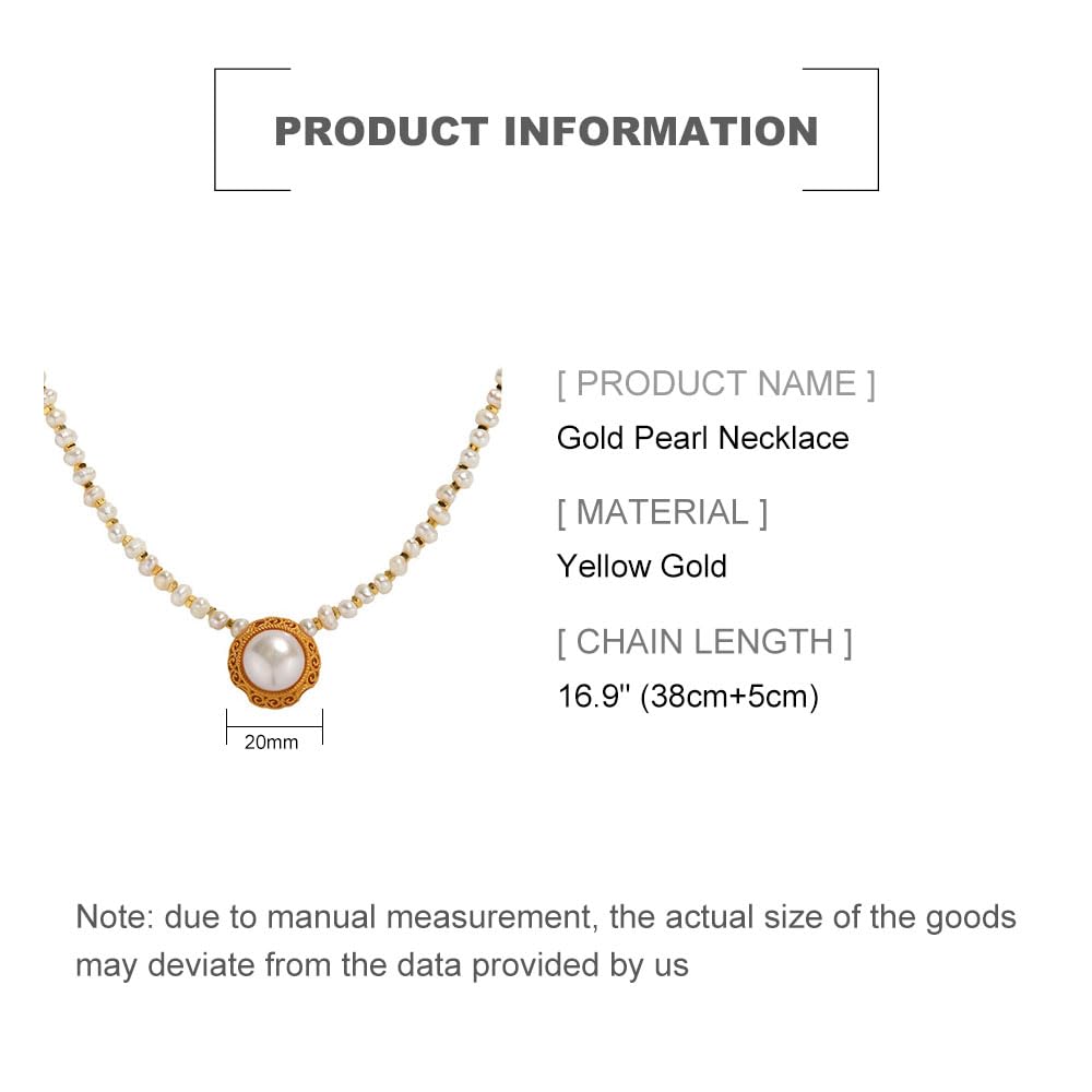 18K Gold Beaded Pearl Flower Choker Necklace for Women,Freshwater Cultured Pearl Pendant Necklaces,Fashion Jewelry Gift for Her (Style 4, 18K Gold)