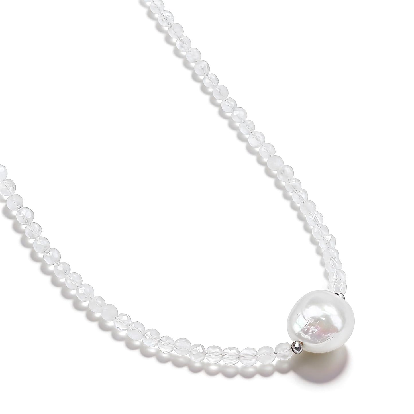 GEMTAL Pearl Necklaces for Women Trendy Single Pearl Necklace Moonstone Crystal Choker Natural Gemstone Beaded Necklace Jewelry for Women Mothers Day Valentines Gifts