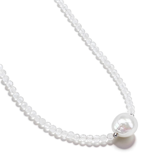 GEMTAL Pearl Necklaces for Women Trendy Single Pearl Necklace Moonstone Crystal Choker Natural Gemstone Beaded Necklace Jewelry for Women Mothers Day Valentines Gifts