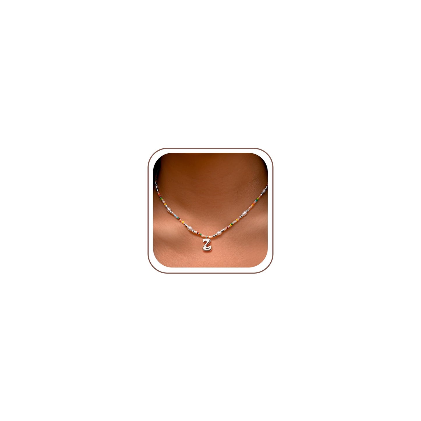 Ritach 7 8 9 10 Year Old Girl Gifts - Initial Necklace for Girls Jewelry Beaded Letter Z Necklace Silver Initial Necklaces for Women Gifts for 7 8 9 10 11 Year Old Girl Birthday Gift