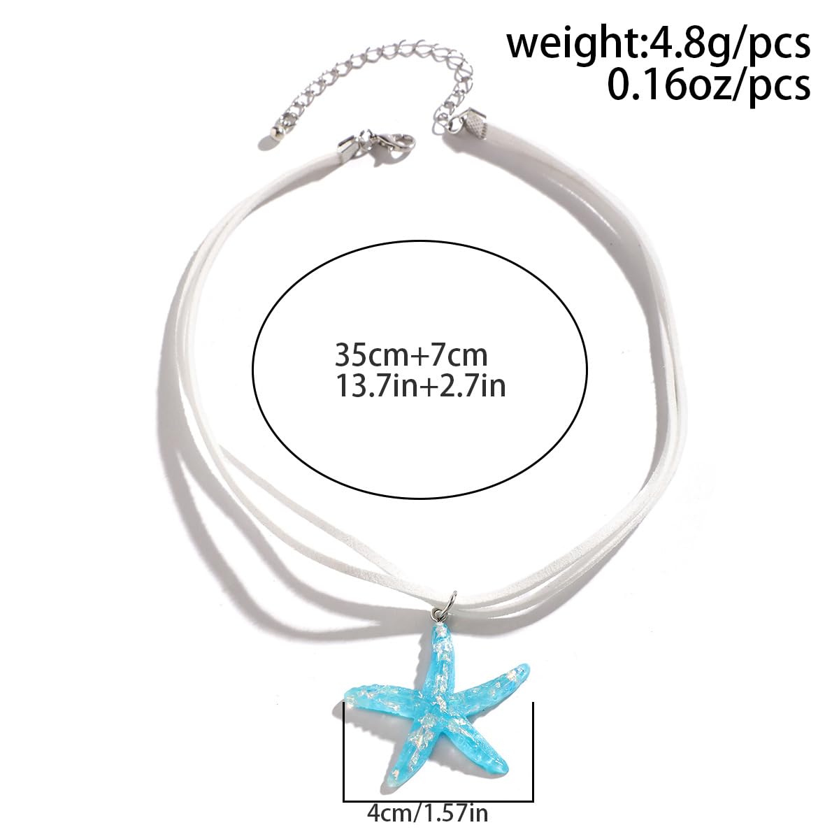 Layered Starfish Necklace Beach Jewelry for Women Seashell Cowrie Puka Shell Necklaces for Women Beach Necklace Turtle Beaded Choker Necklaces Ocean Jewelry (3 - Blue)
