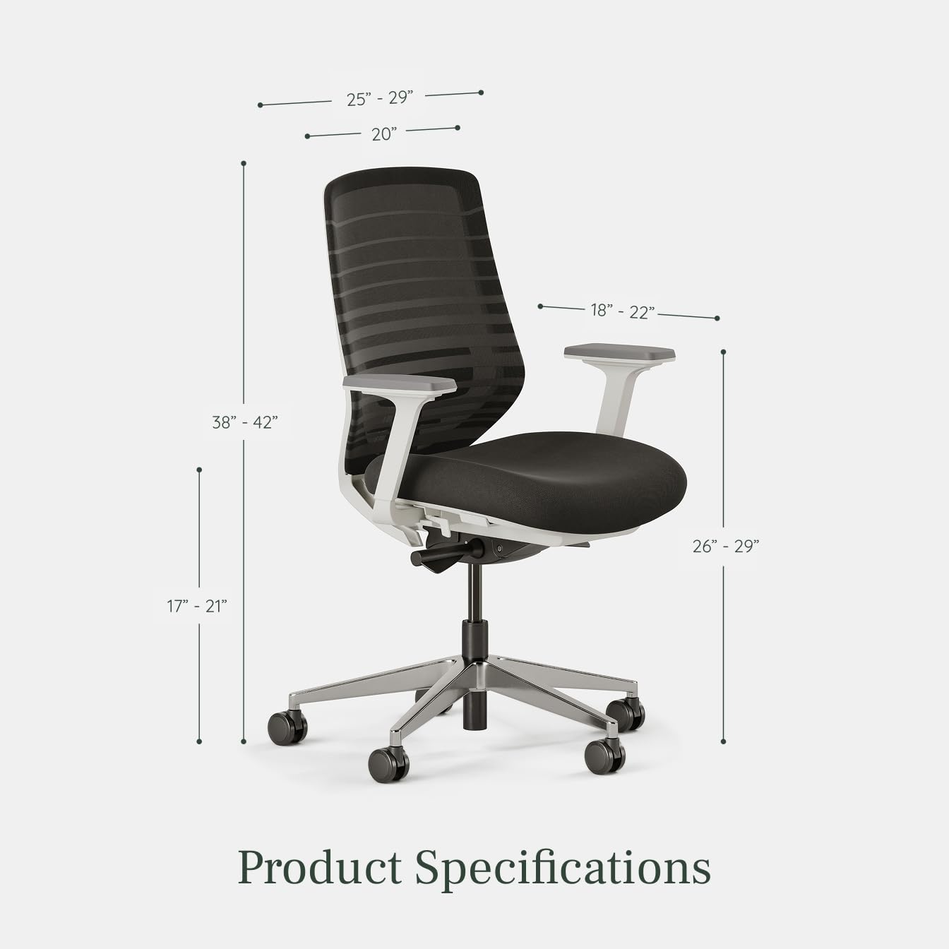 Branch Ergonomic Chair - A Versatile Desk Chair with Adjustable Lumbar Support, Breathable Mesh Backrest, and Smooth Wheels - Experience Optimal Comfort and Support - Black