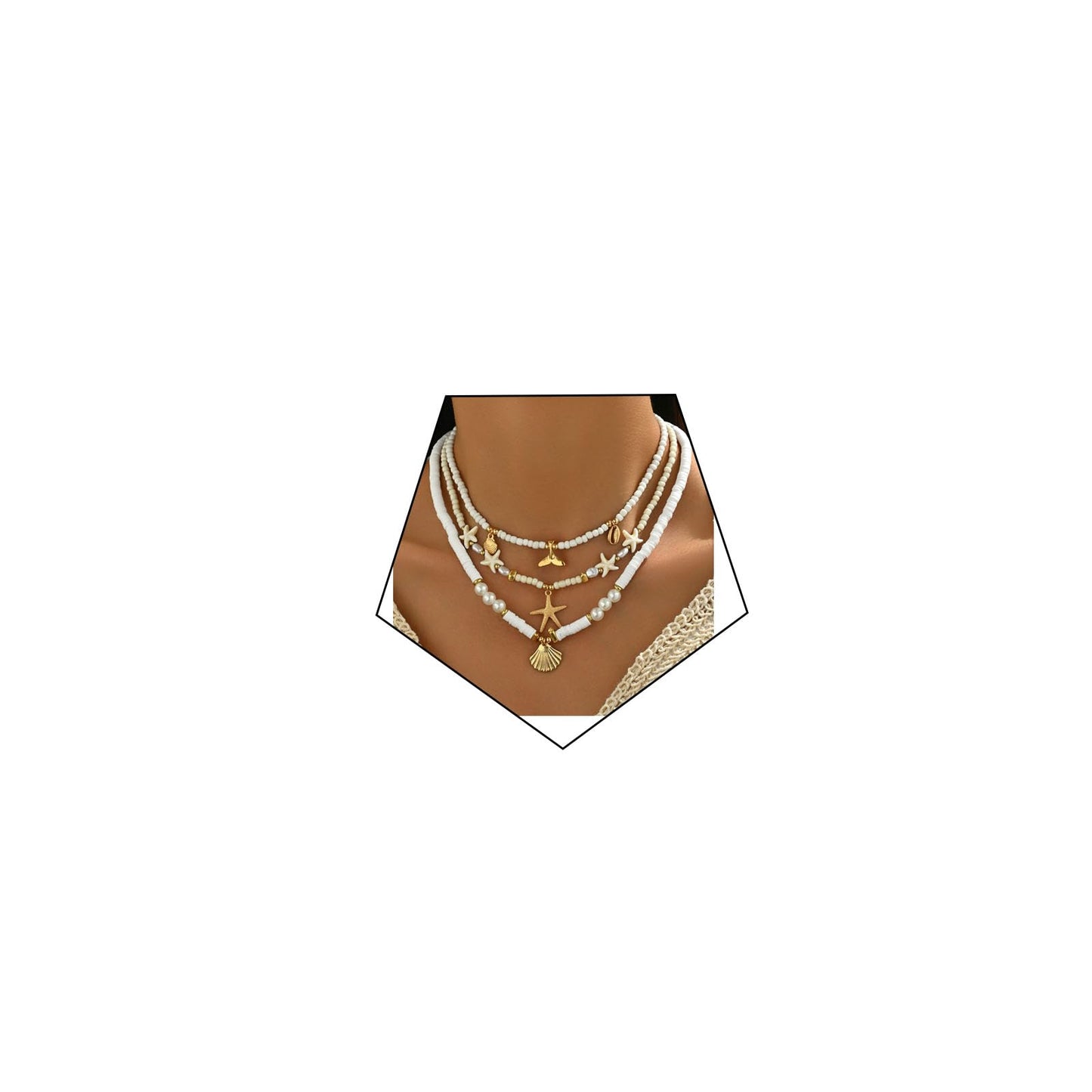 Luolinice Seashell Necklace for Women Gold Shell Necklace Cowrie Pendant Necklace Natural Shell Charm Necklace Beach Boho Jewelry