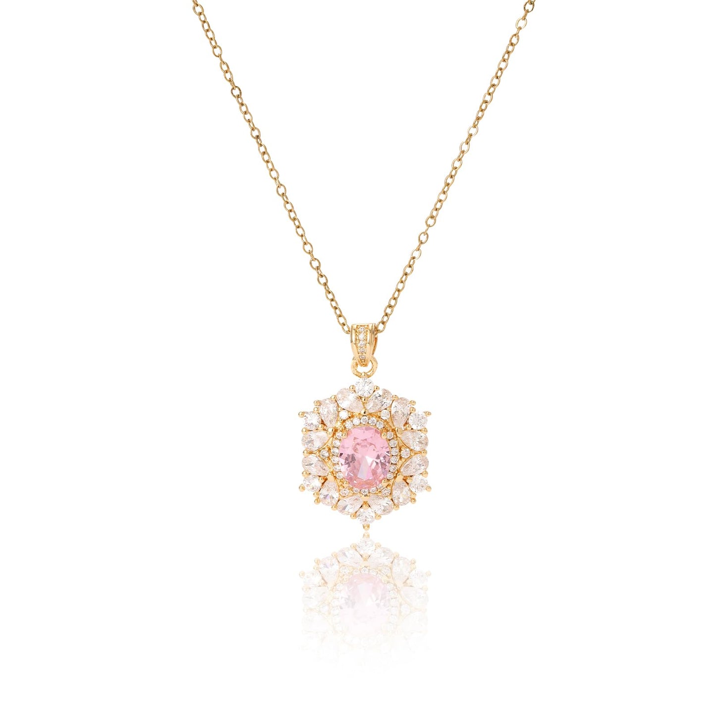 Pink Baroque Rose Quartz Necklace for Women-Gold Plated October Birthstone Healing Crystal Necklace For Valentines Day Mother's Day Christmas Birthday Gifts