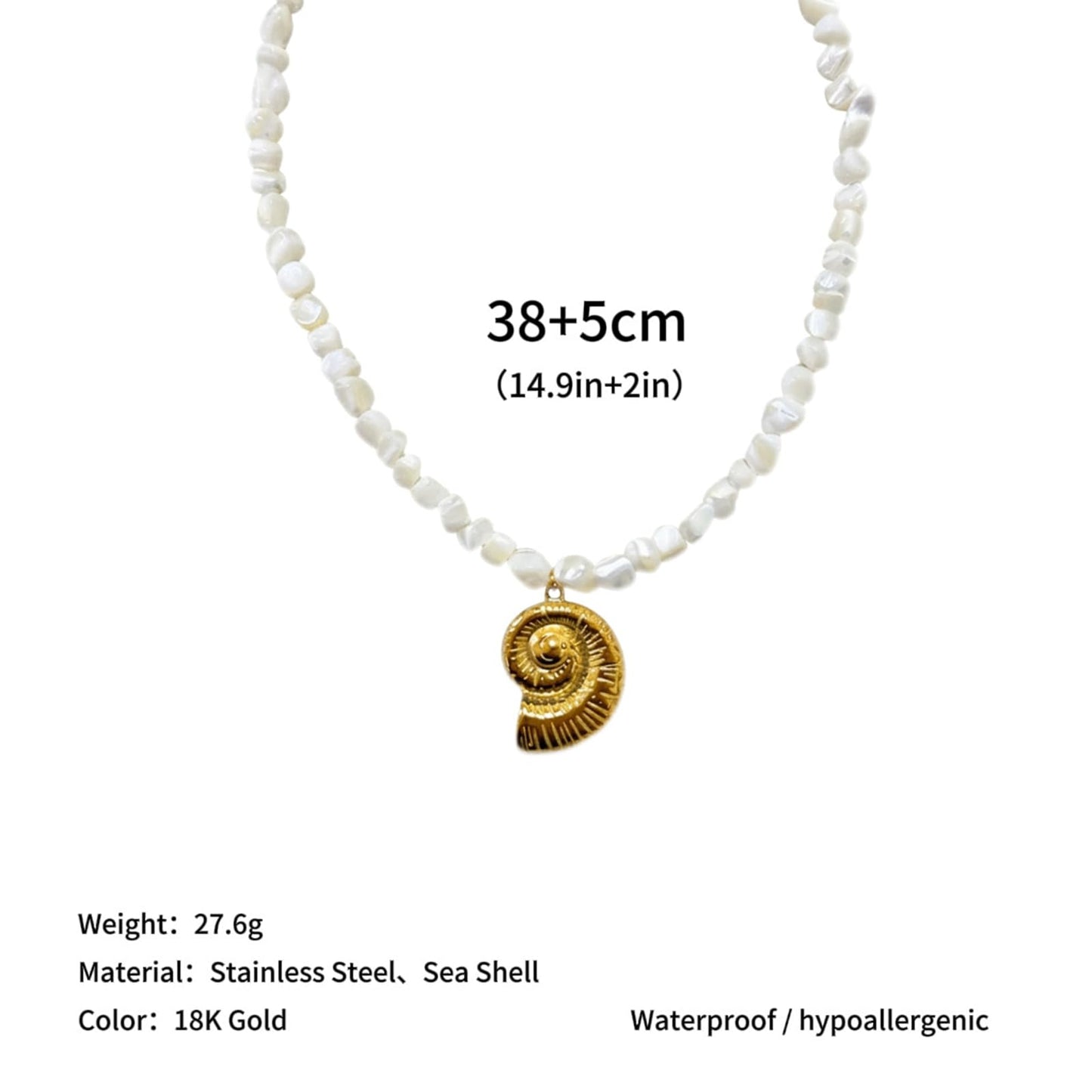 Zxcog Boho Shell Necklace for Women Gold Starfish Seashell Beaded Pendant Necklace Unique Pink Blue White Shell Necklaces Summer Trendy Beach Jewelry Gift (white)