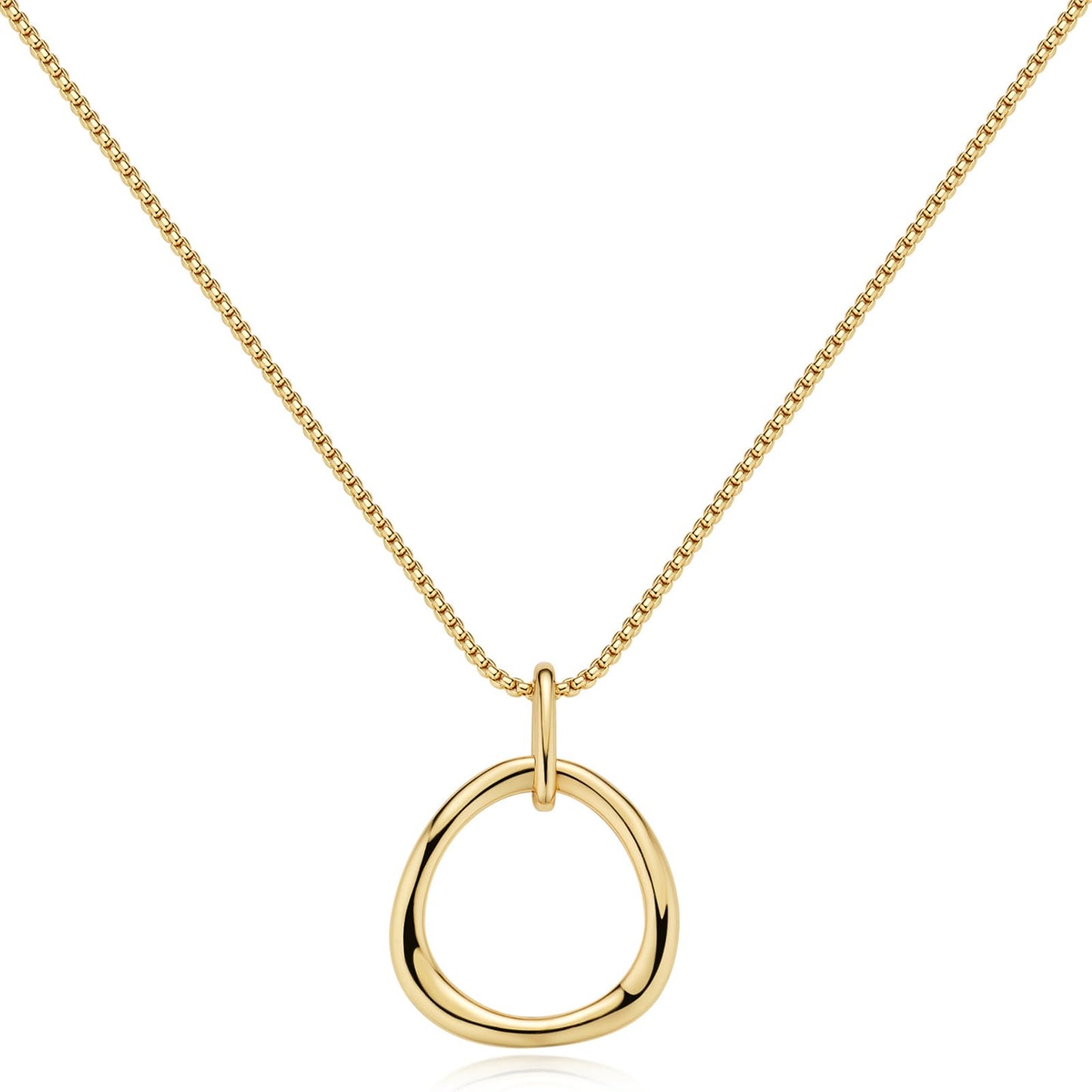 COBI Gold Circle Necklace for Women, 18K Gold Tone Finished Long Gold Necklace, Gold Statement Necklace Simple Everyday Jewelry, Fashion Trendy Birthday Gifts