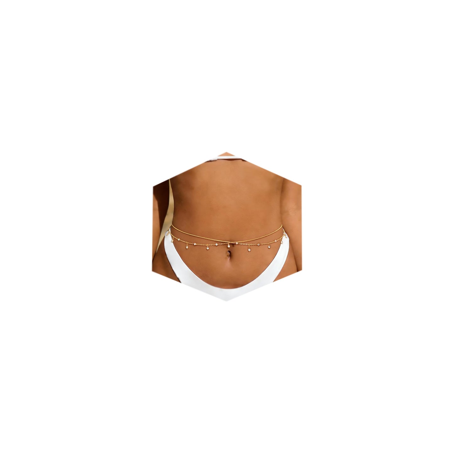 Longita Rhinestone Belly Chain Gold Waist Chain for Women Waist Jewelry for Women Gold Belly Chains Summer Stomach Chain Trendy Dainty Sexy Body Jewelry Non Tarnish Waterproof Plus Size