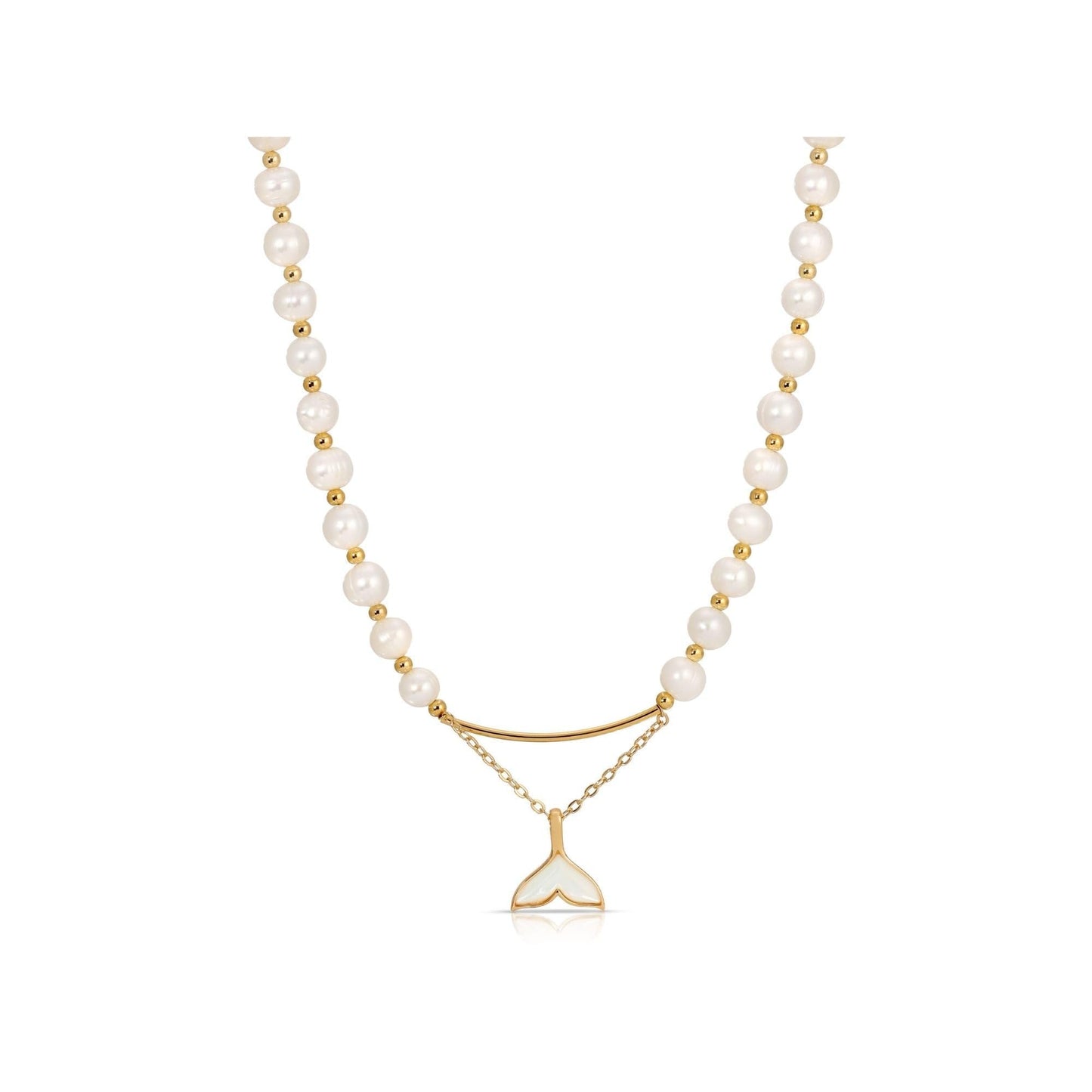 ONTHOLOGIE Gold Layered Pearl Necklace for Women - 18K Gold Vermeil Brass Chain with Natural Freshwater Cultured Genuine Pearls Necklace for Women and Girls, Genuine Pearl