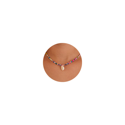 Plenky Gold Necklace for Women-Colorful Beaded Necklaces 14K Gold Plated Bohemian Choker Conch Shell Beachy Jewelry for Women Gifts